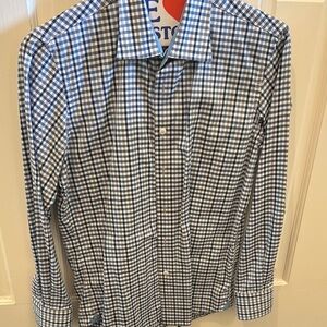 Boys Robert Graham Blue Checkered Shirt—size 14-15 L